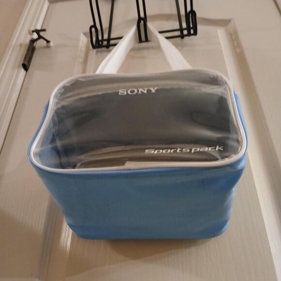 Retro Y2K Clear, Blue, and White Sony Sports Pack Camera Bag w Adjustable Strap - Picture 3 of 8